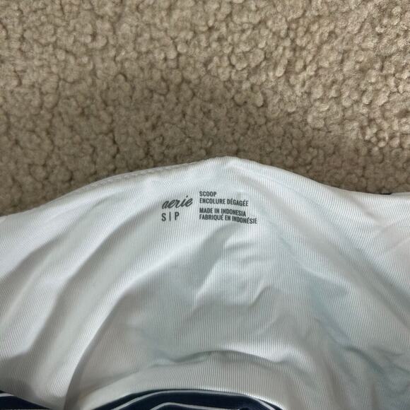 NWT Aerie Printed Lace up Longline Scoop Bikini Top Women's Royal Navy Size S - Picture 6 of 6